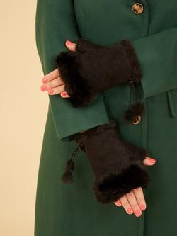 Yumi Faux Fur Fingerless Gloves - view 2, Black