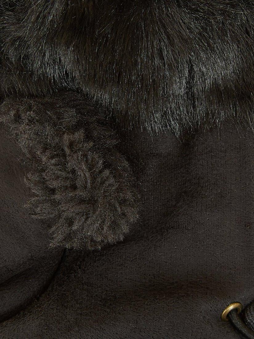 Product image 3 of 3, which shows Yumi Faux Fur Fingerless Gloves, Black, One Size