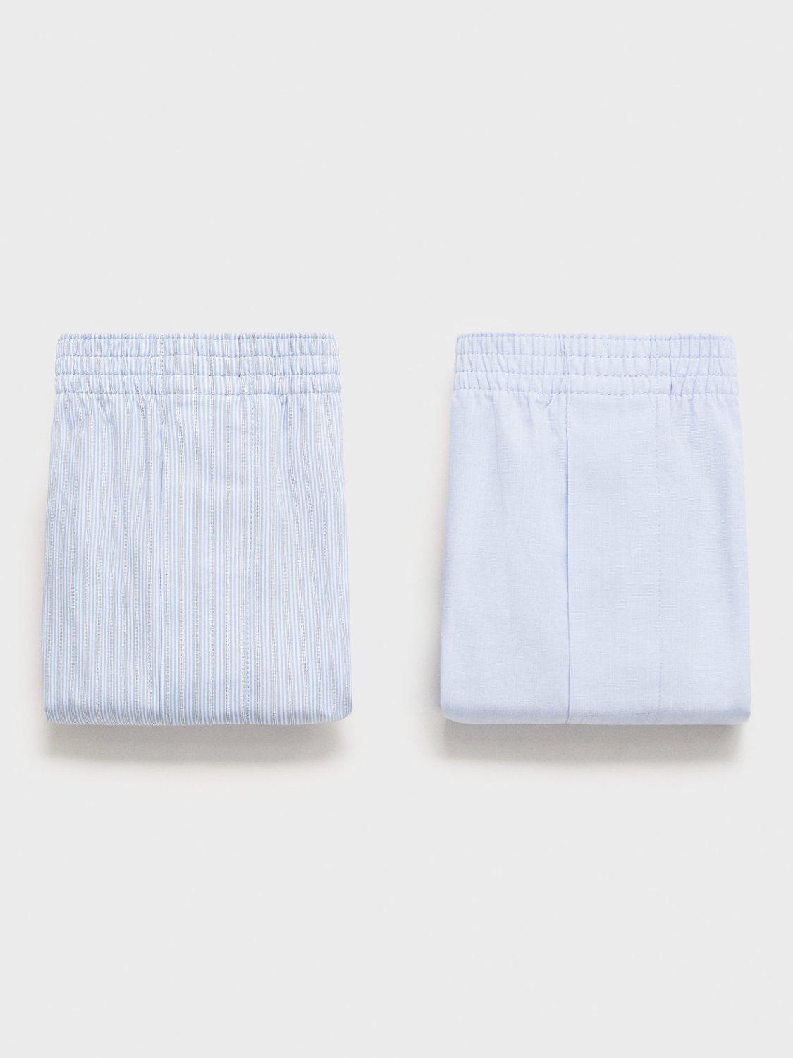 Product image 1 of 3, which shows Mango Cotton Boxer Briefs, Pack of 2, Light Blue/Multi, L