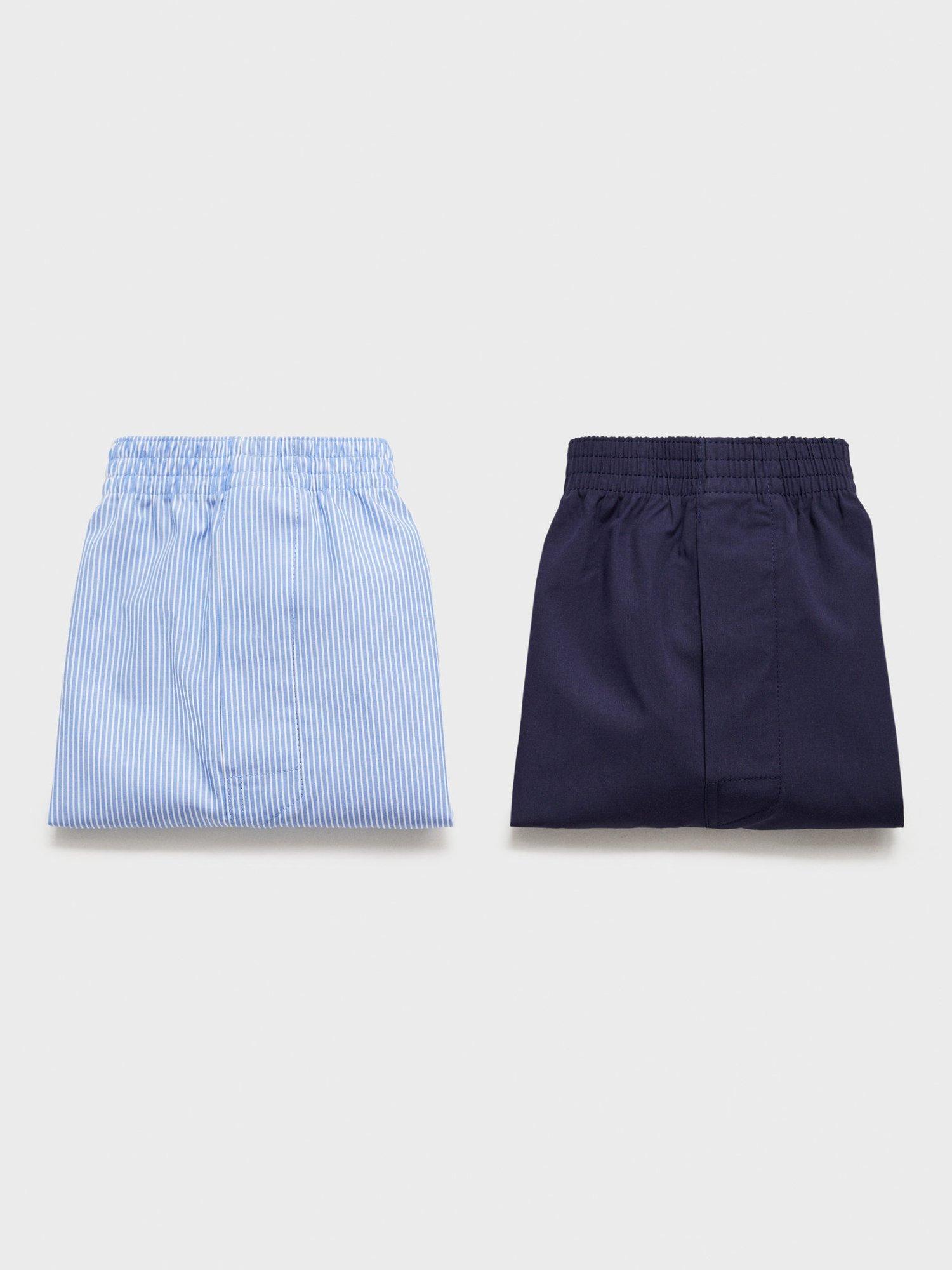 Product image 1 of 3, which shows Mango Cotton Boxer Briefs, Pack of 2, Blue/Multi, S