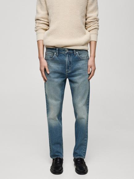 Mango Slim Fit Jeans, Light Blue Wash, Light Blue Wash