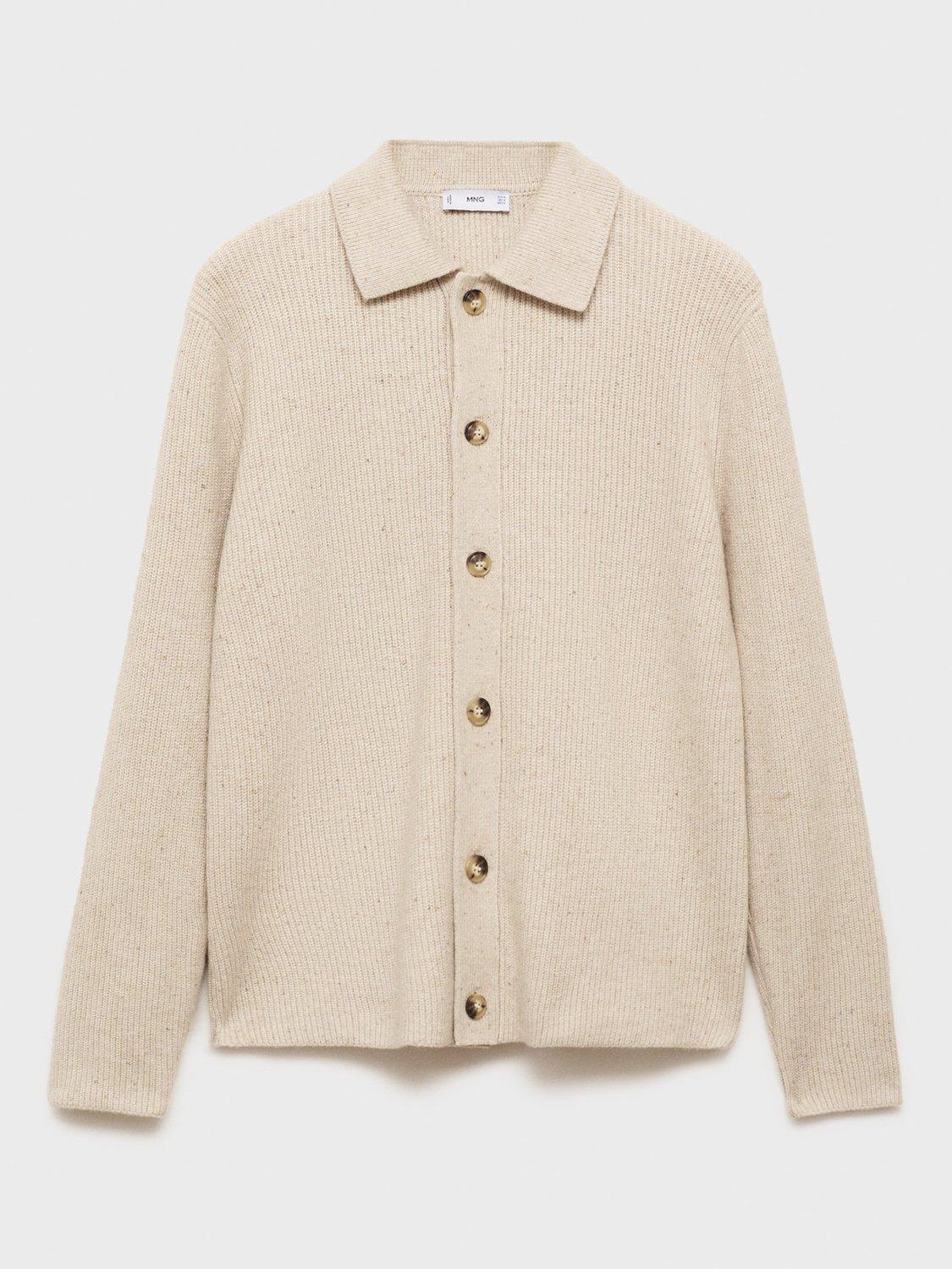 Product image 3 of 8, which shows Mango Dina Wool-Blend Cardigan, Natural Cream, S