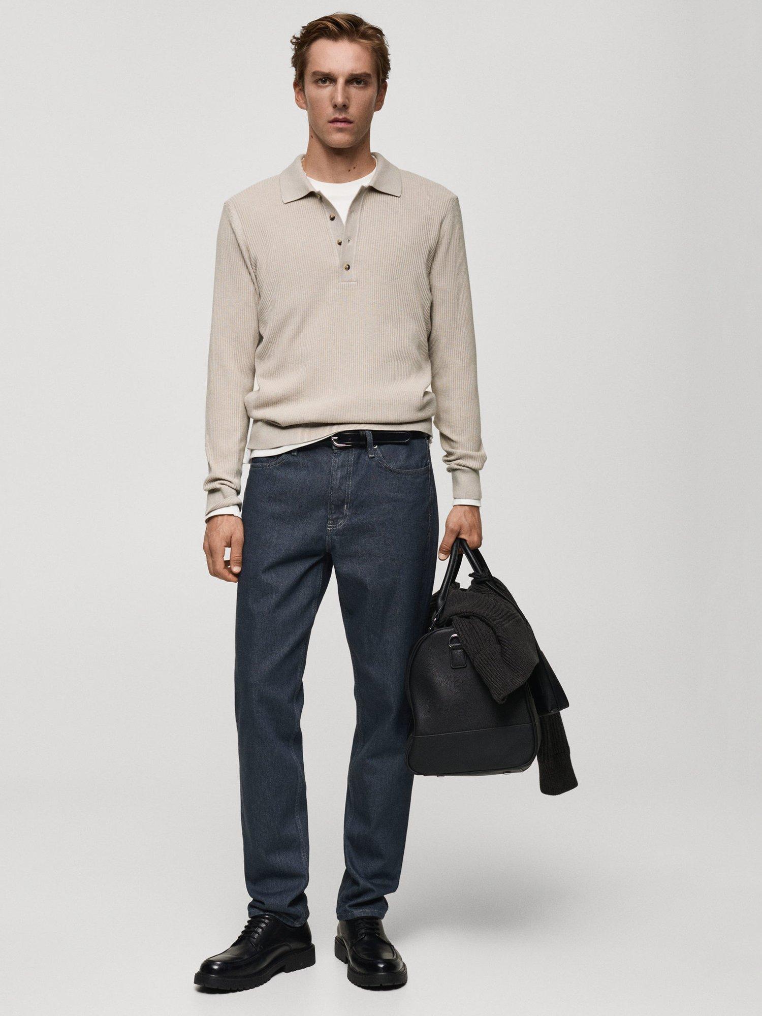 Product image 2 of 8, which shows Mango Antiguas Regular Fit Long Sleeve Polo Shirt, Light Beige, L