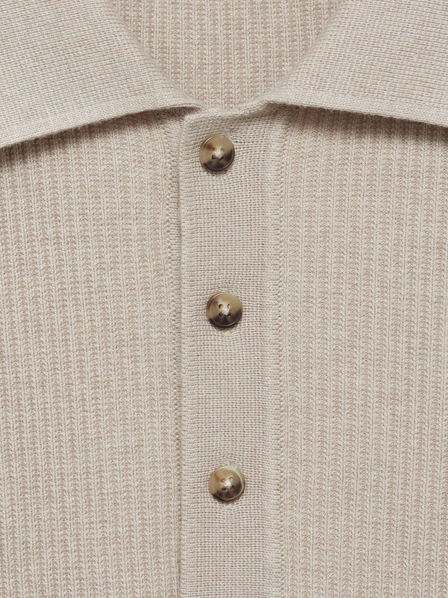Product image 8 of 8, which shows Mango Antiguas Regular Fit Long Sleeve Polo Shirt, Light Beige, L