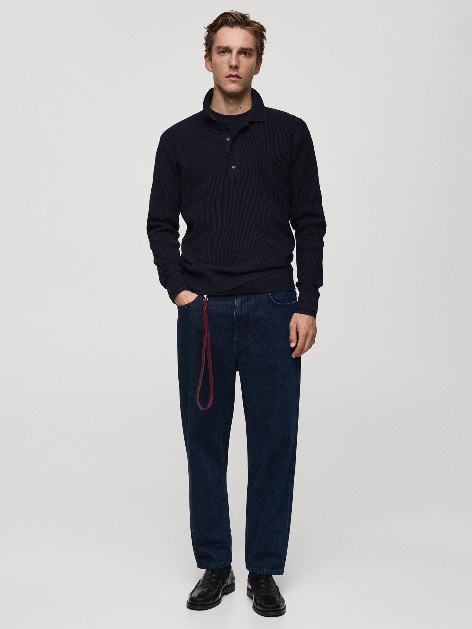 Product image 2 of 8, which shows Mango Antiguas Regular Fit Long Sleeve Polo Shirt, Navy, XL