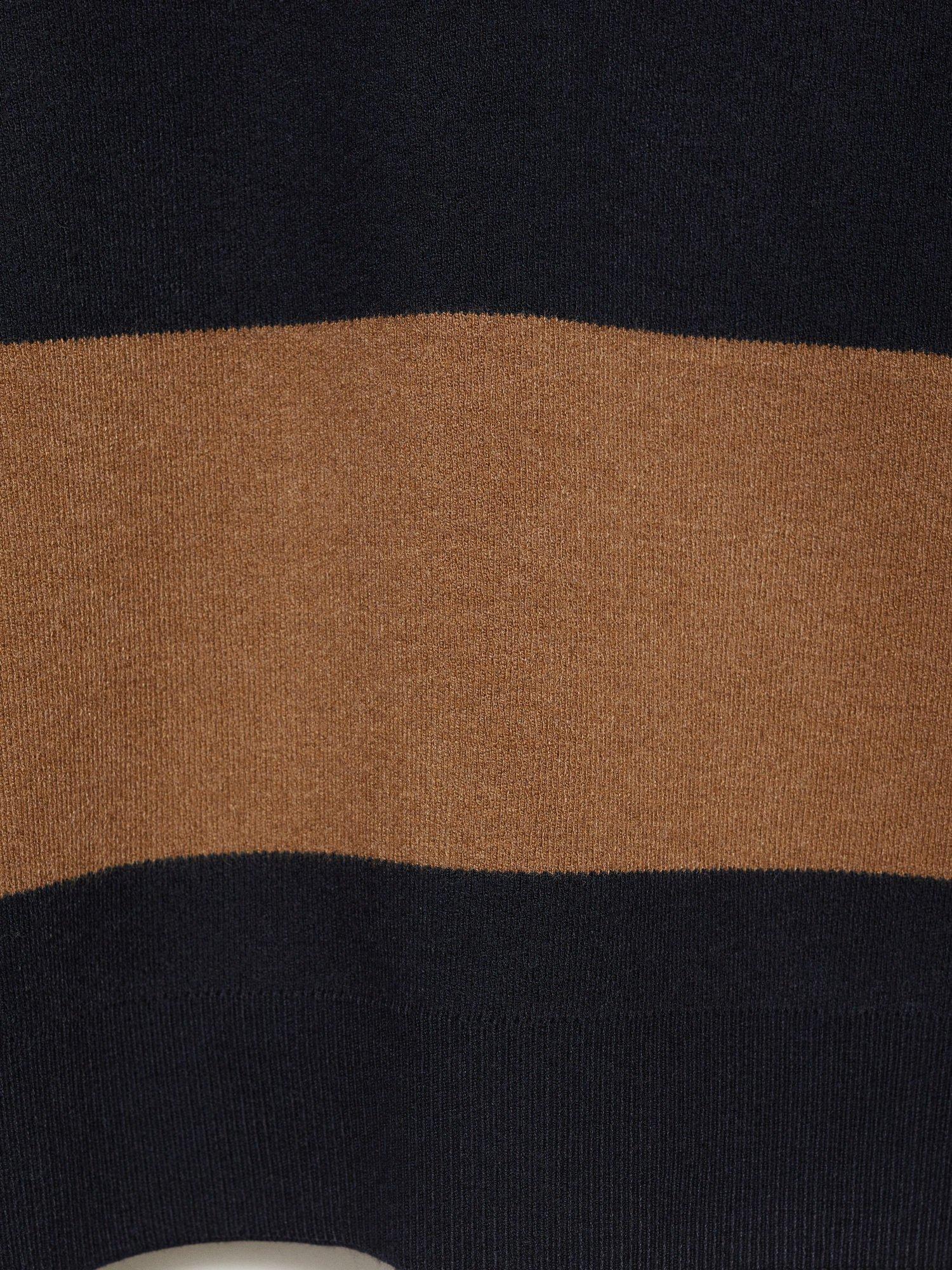 Product image 5 of 8, which shows Mango Gabriel Regular Fit Long Sleeve Polo Shirt, Navy/Brown, XXL