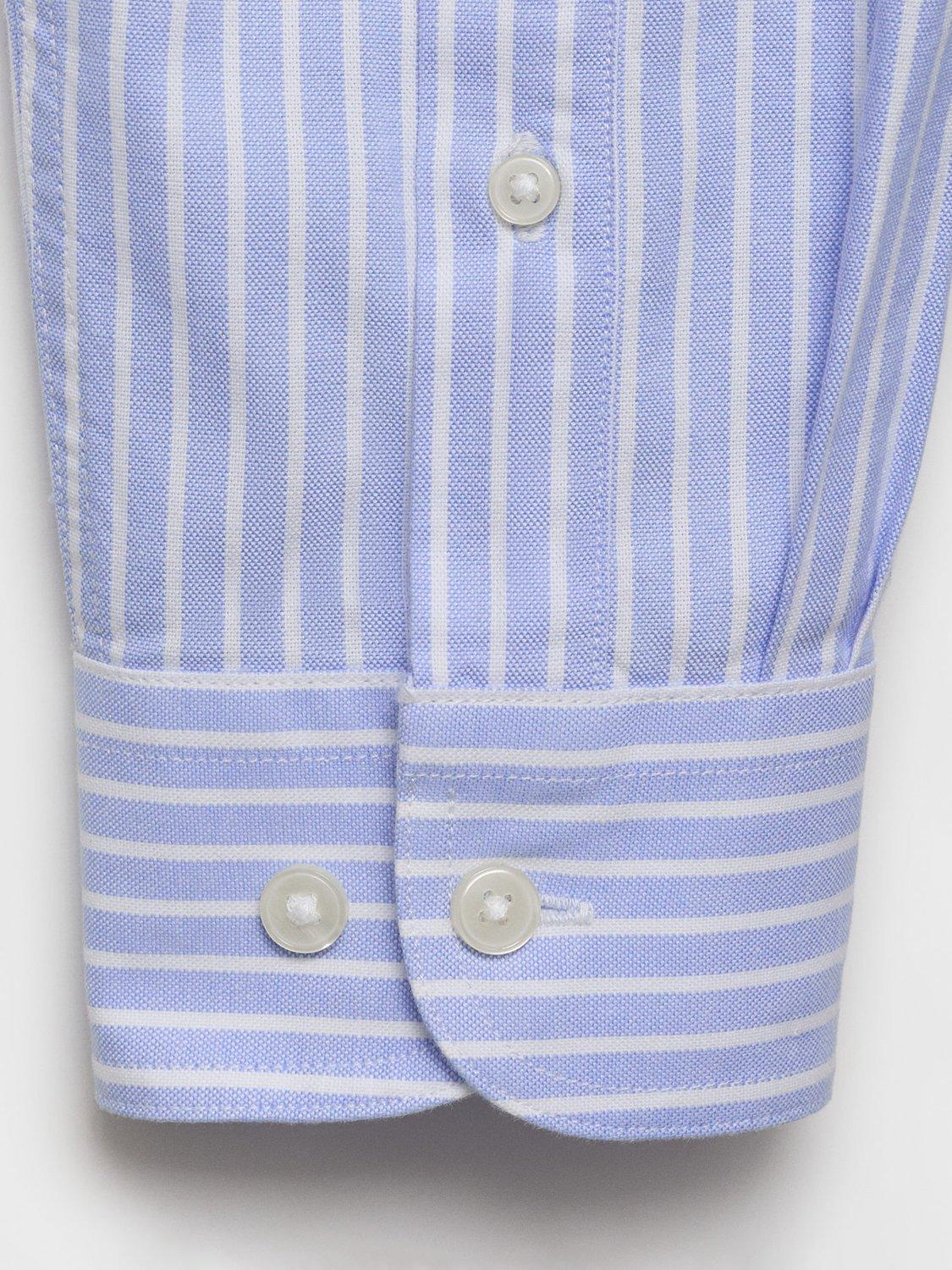 Product image 5 of 9, which shows Mango Kodak Cotton Regular Fit Bengal Stripe Shirt, Pastel Blue, XS