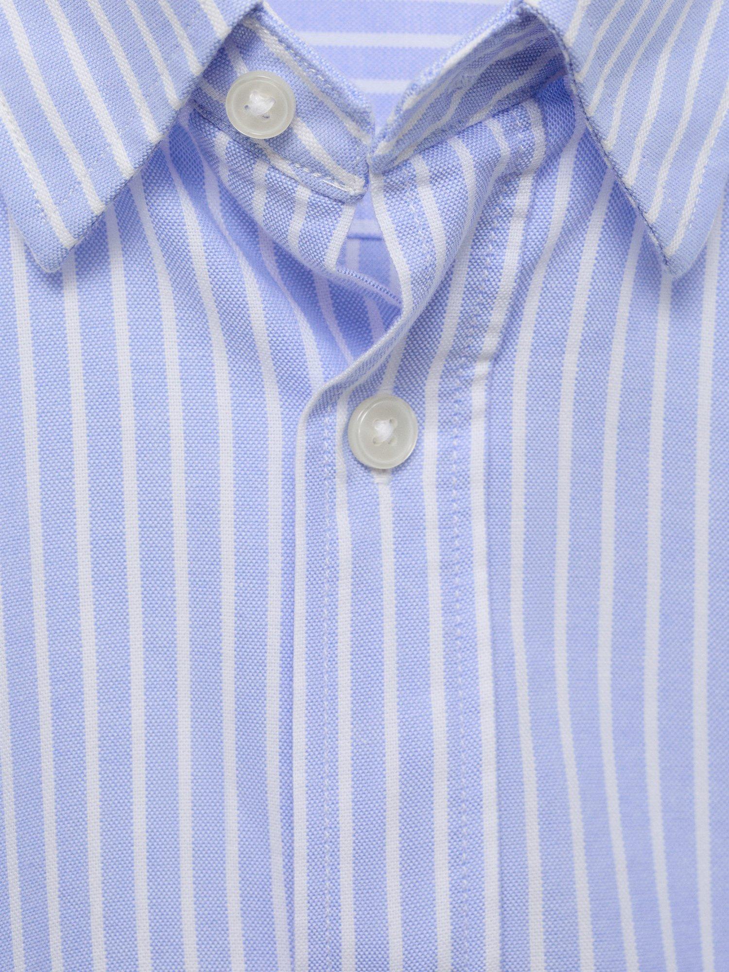 Product image 9 of 9, which shows Mango Kodak Cotton Regular Fit Bengal Stripe Shirt, Pastel Blue, XS