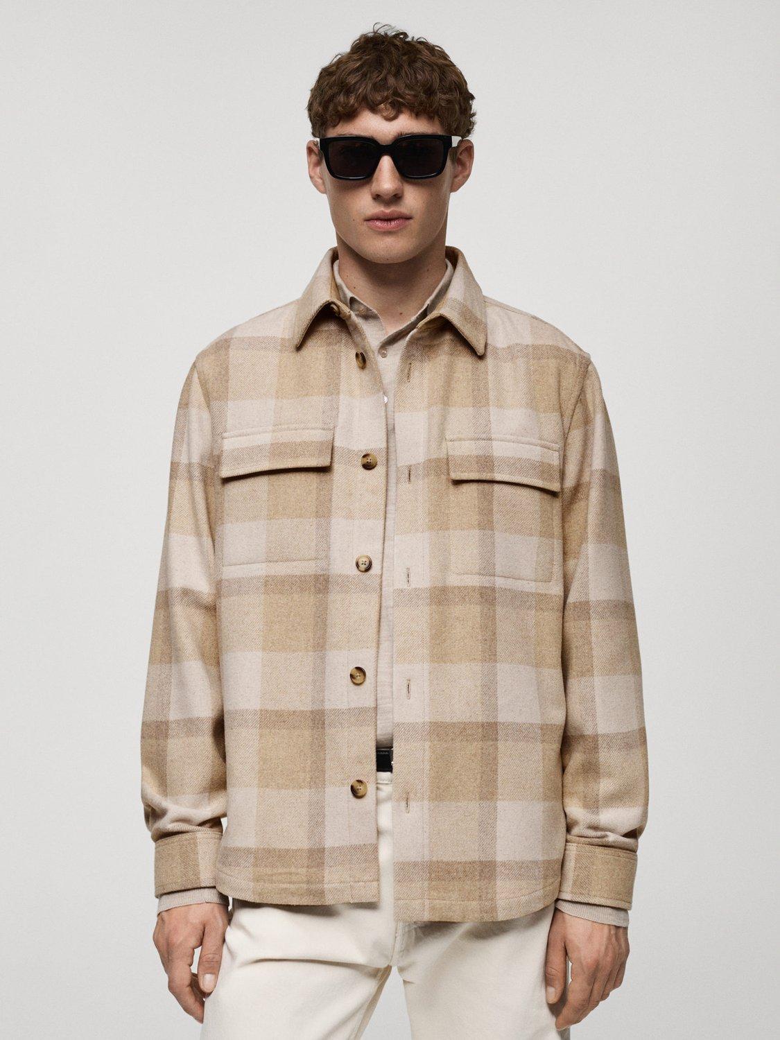 Product image 1 of 8, which shows Mango Chelsea Check Regular Fit Shirt, Light Beige, L