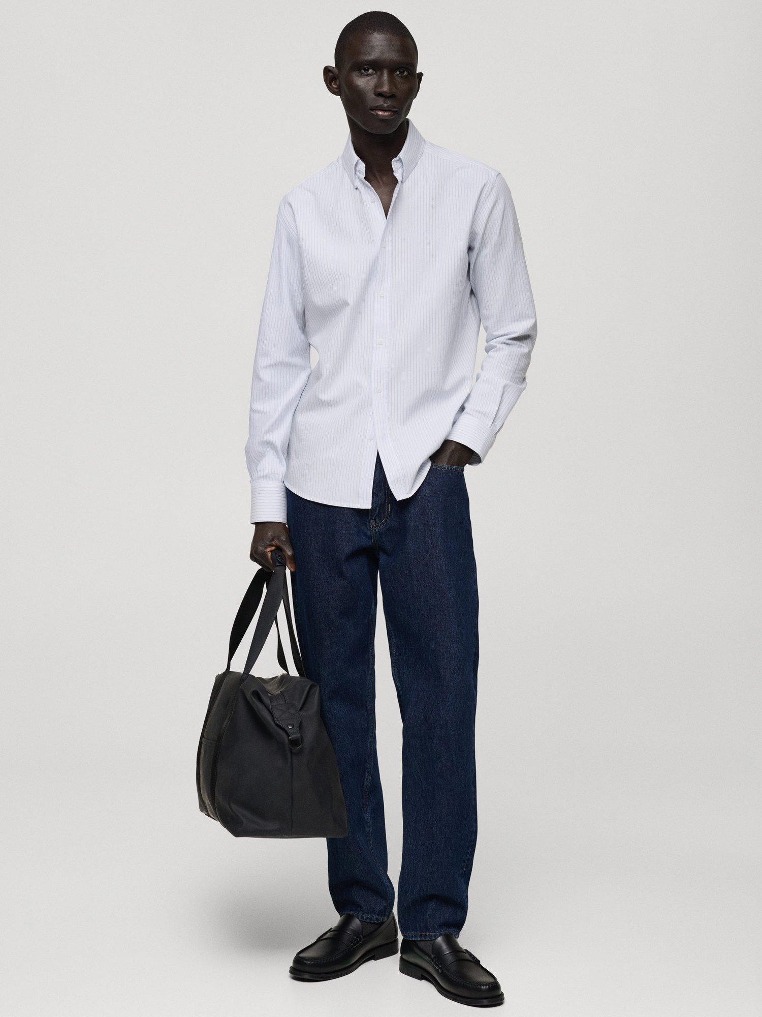 Product image 2 of 8, which shows Mango Kodak Cotton Bengal Stripe Regular Fit Shirt, White, XS