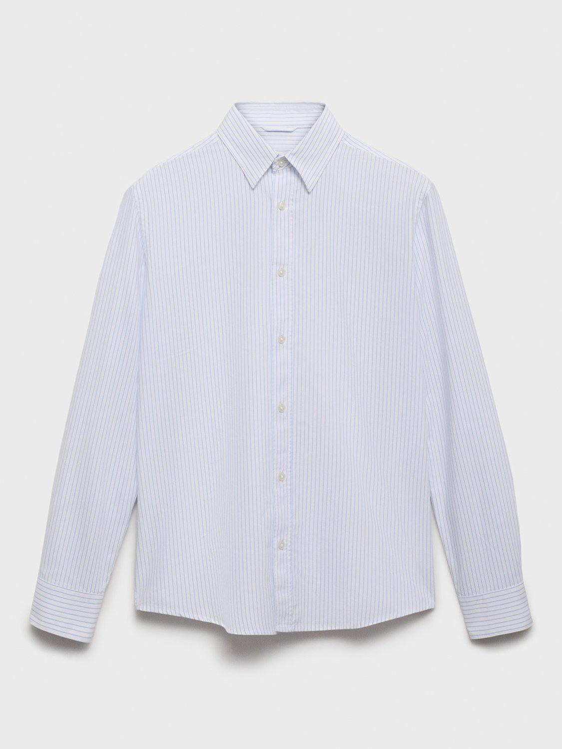 Product image 3 of 8, which shows Mango Kodak Cotton Bengal Stripe Regular Fit Shirt, White, XS