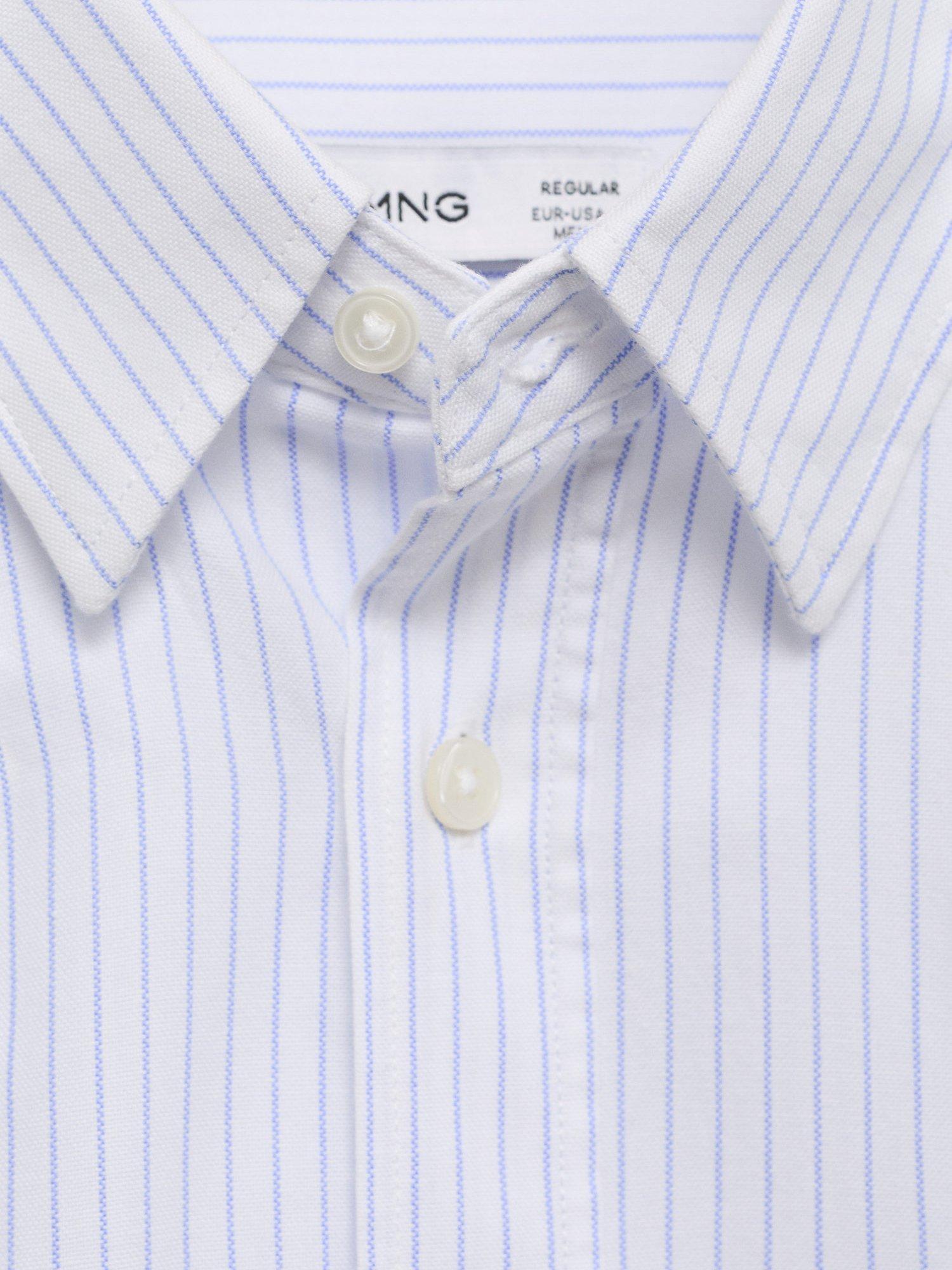 Product image 8 of 8, which shows Mango Kodak Cotton Bengal Stripe Regular Fit Shirt, White, XS