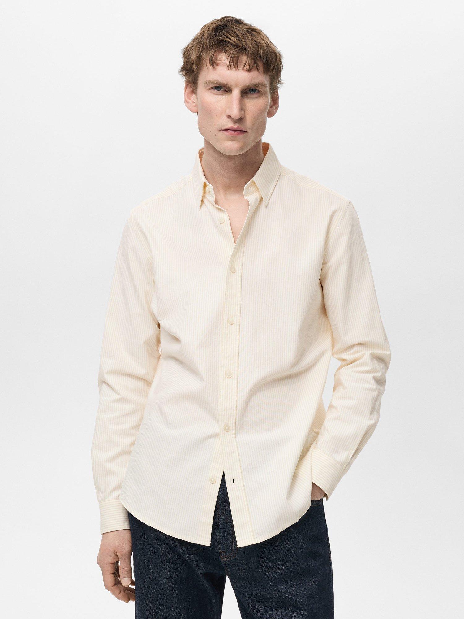 Product image 1 of 11, which shows Mango Kodak Cotton Regular Fit Bengal Stripe Shirt, Yellow, XS