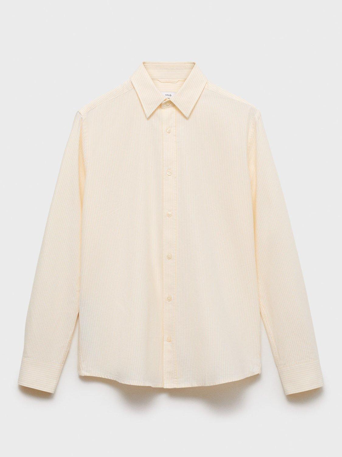 Product image 3 of 11, which shows Mango Kodak Cotton Regular Fit Bengal Stripe Shirt, Yellow, XS