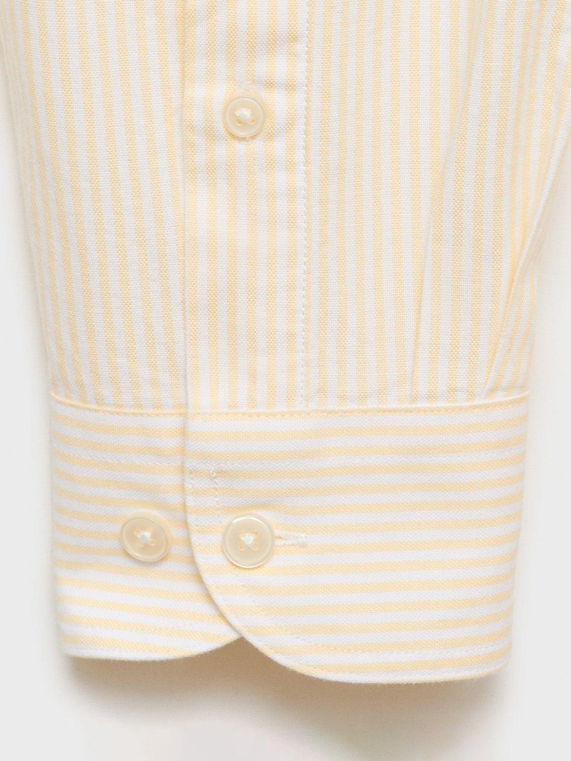 Product image 5 of 11, which shows Mango Kodak Cotton Regular Fit Bengal Stripe Shirt, Yellow, XS