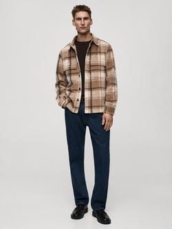 Mango Regular Fit Check Flannel Shirt, Brown/Multi - view 2, Brown/Multi