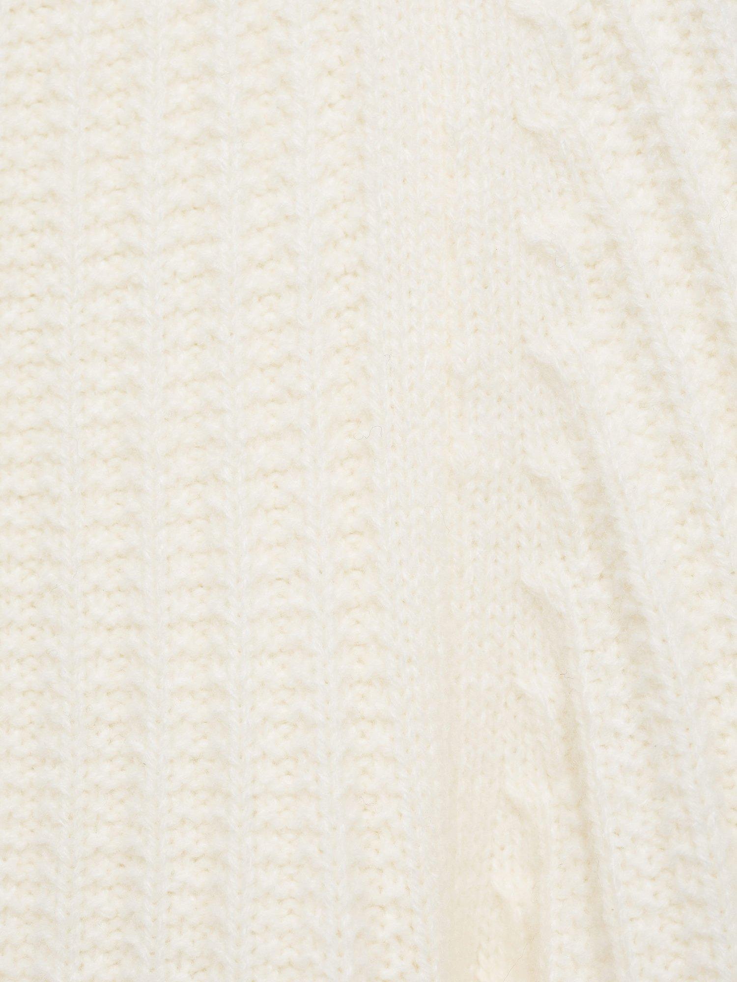 Product image 5 of 8, which shows Mango Wool Blend Ribbed Knit Jumper, Cream, S