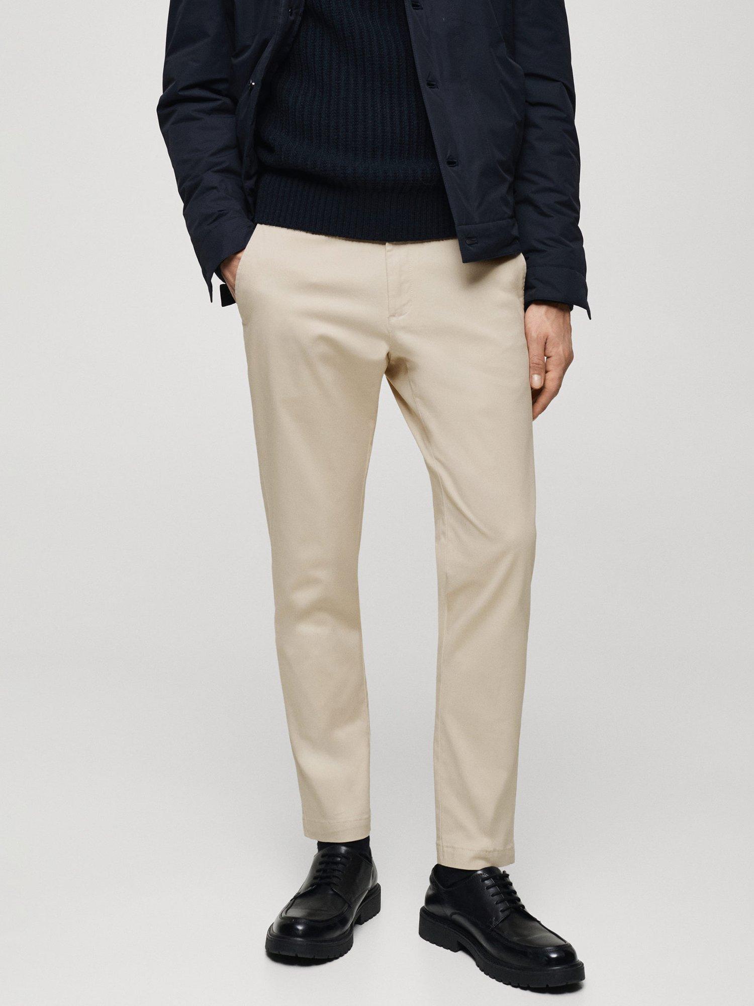 Product image 1 of 8, which shows Mango Cotton Blend Tapered Fit Chinos, Light Beige, 29