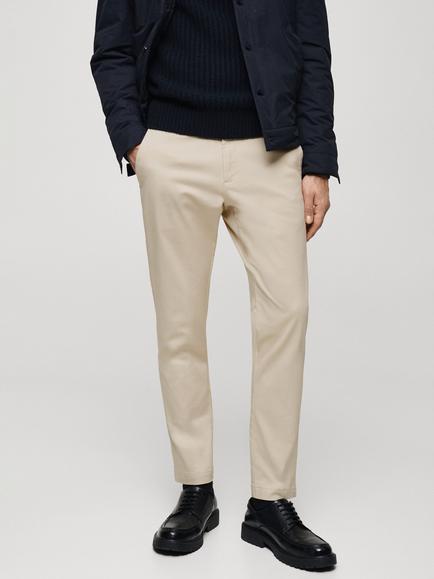 Mango Cotton Blend Tapered Fit Chinos, Light Beige, Light Beige