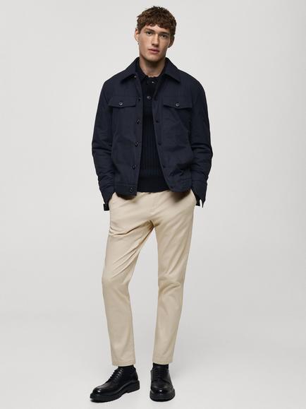 Mango Cotton Blend Tapered Fit Chinos, Light Beige - view 2, Light Beige