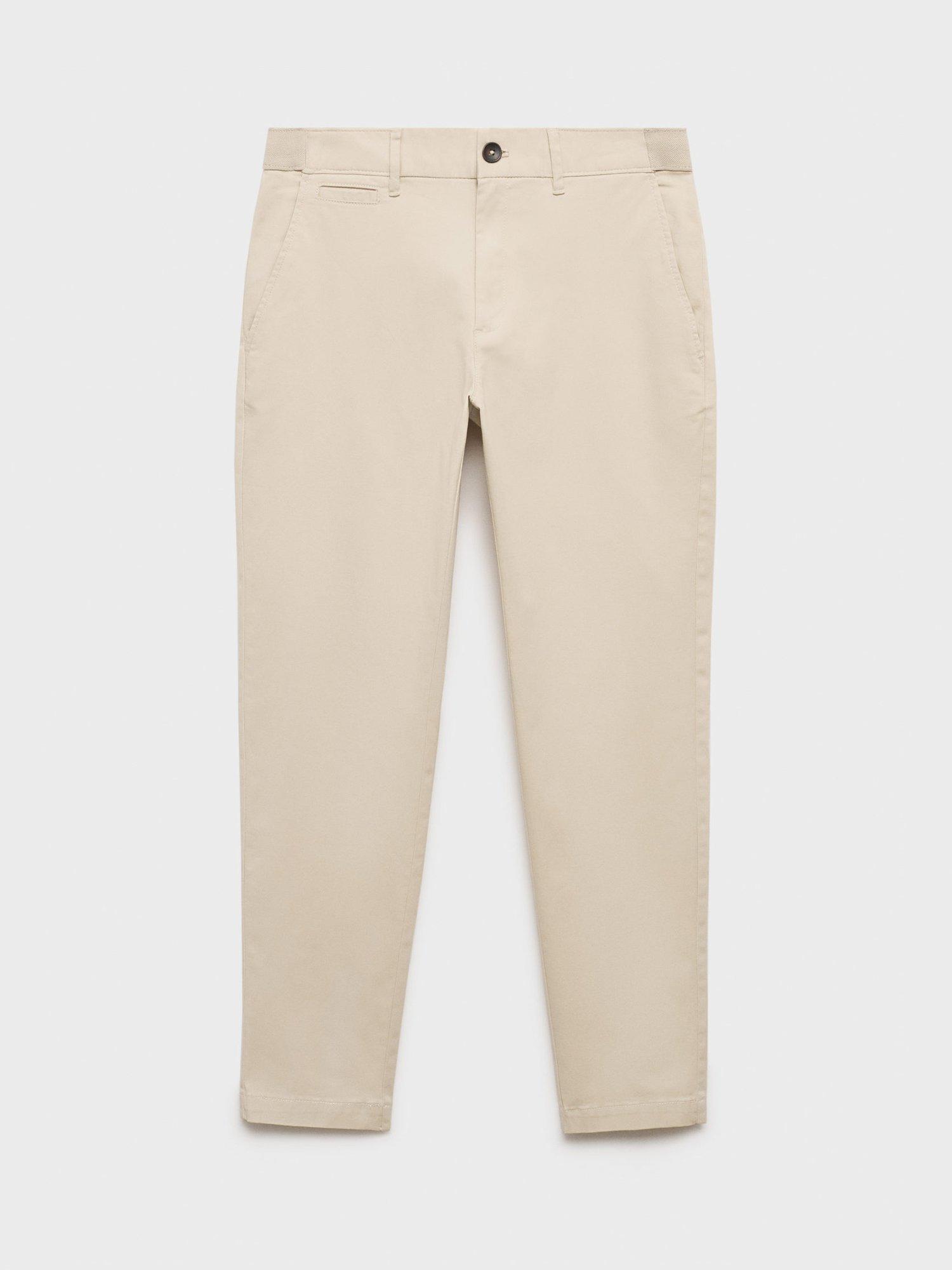 Product image 3 of 8, which shows Mango Cotton Blend Tapered Fit Chinos, Light Beige, 29