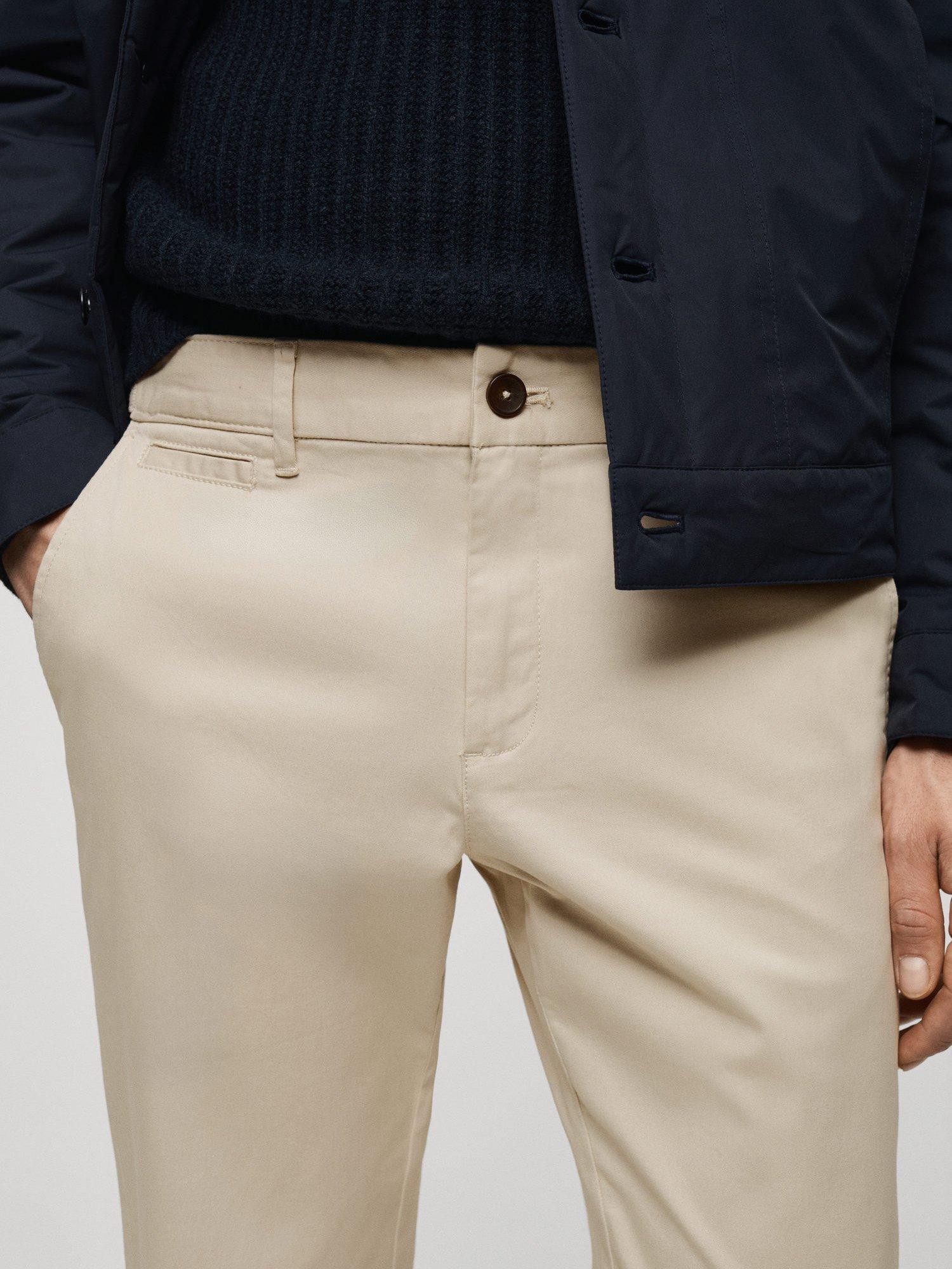 Product image 6 of 8, which shows Mango Cotton Blend Tapered Fit Chinos, Light Beige, 29