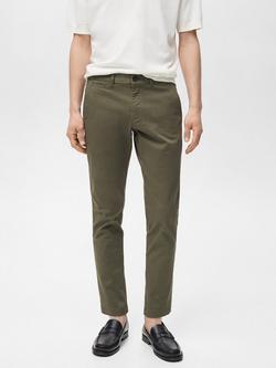 Mango Cotton Blend Twill Tapered Chinos, Khaki, Khaki