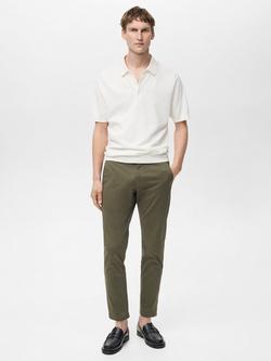 Mango Cotton Blend Twill Tapered Chinos, Khaki - view 2, Khaki