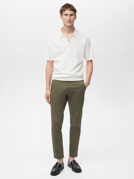 Mango Cotton Blend Twill Tapered Chinos, Khaki - view 2, Khaki