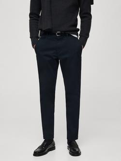 Mango Cotton Blend Tapered Fit Chinos, Beige, Navy