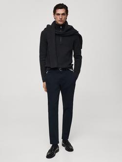 Mango Cotton Blend Tapered Fit Chinos, Beige - view 2, Navy