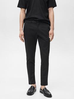 Mango Cotton Blend Tapered Fit Chinos, Black, Black