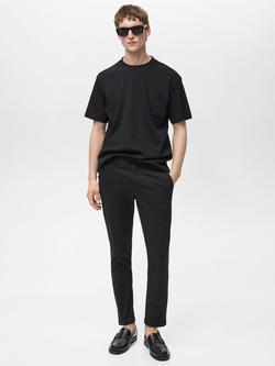 Mango Cotton Blend Tapered Fit Chinos, Black - view 2, Black