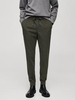 Mango Slim Fit Adjustable Drawstring Trousers, Khaki, Khaki