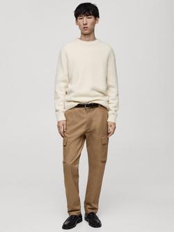 Mango Straight Fit Cargo Trousers, Medium Brown - view 2, Medium Brown