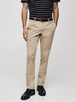 Mango Cotton Blend Slim Fit Chinos, Light Beige