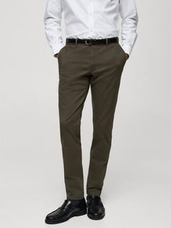 Mango Cotton Blend Slim Fit Chinos, Khaki