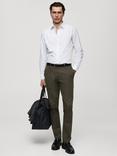 Mango Cotton Blend Slim Fit Chinos, Khaki