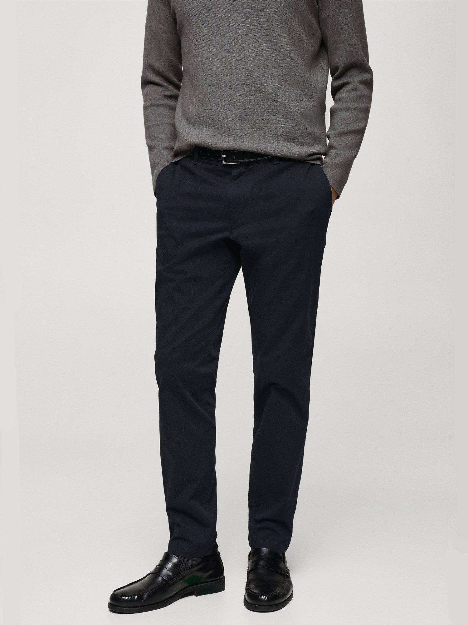Product image 1 of 8, which shows Mango Cotton Blend Slim Fit Chinos, Navy, 31