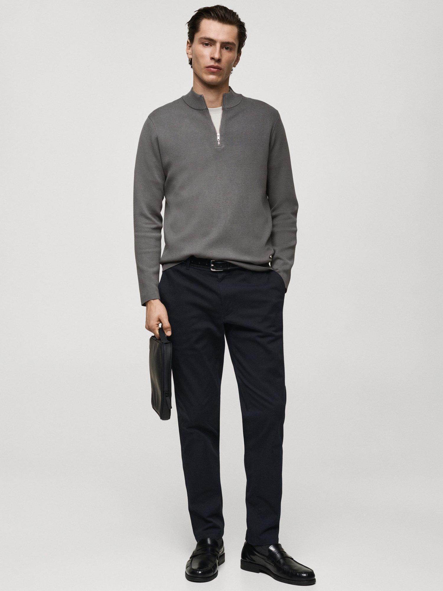 Product image 2 of 8, which shows Mango Cotton Blend Slim Fit Chinos, Navy, 31