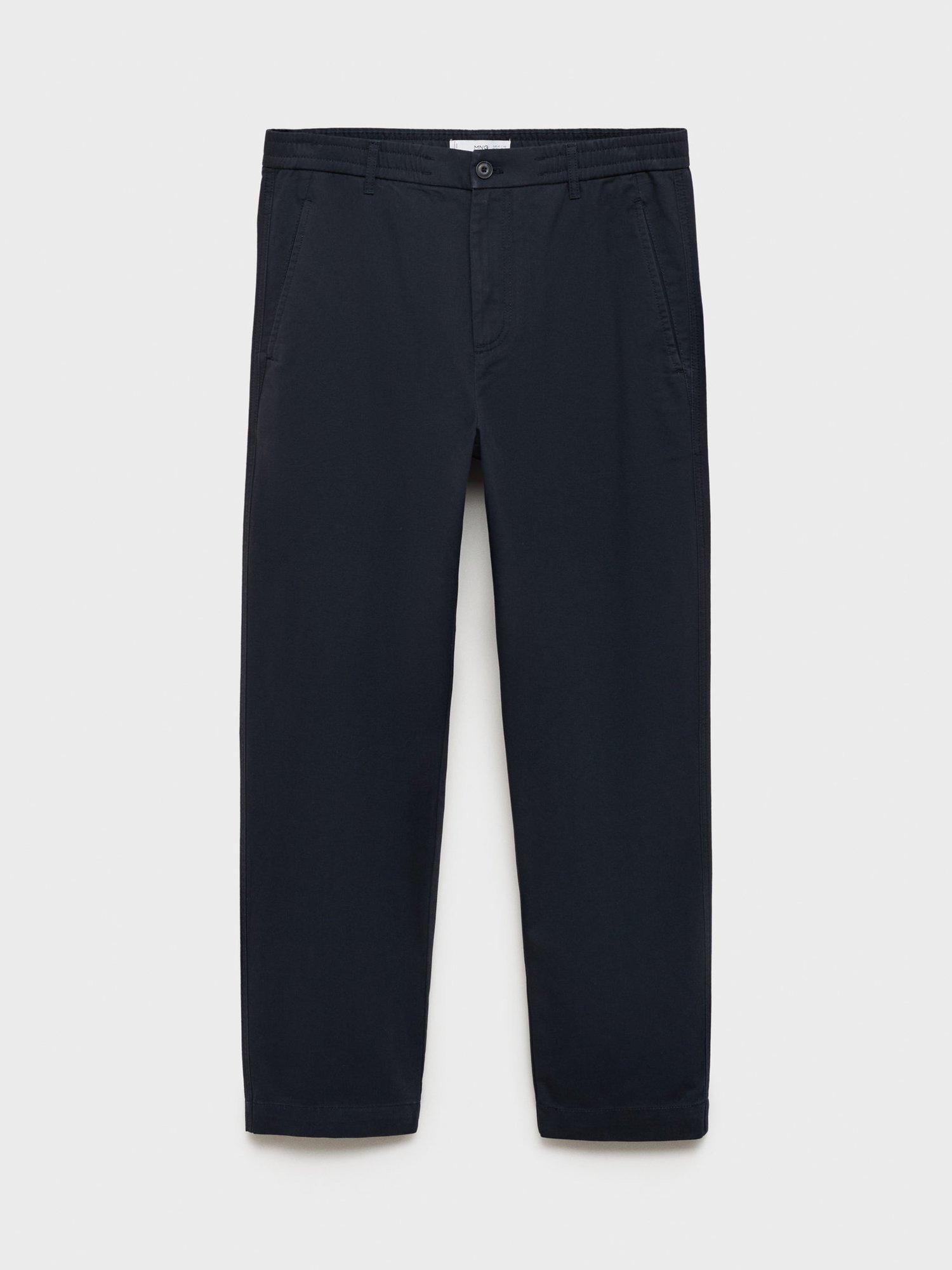 Product image 3 of 8, which shows Mango Cotton Straight Leg Chino Trousers, Navy, 31