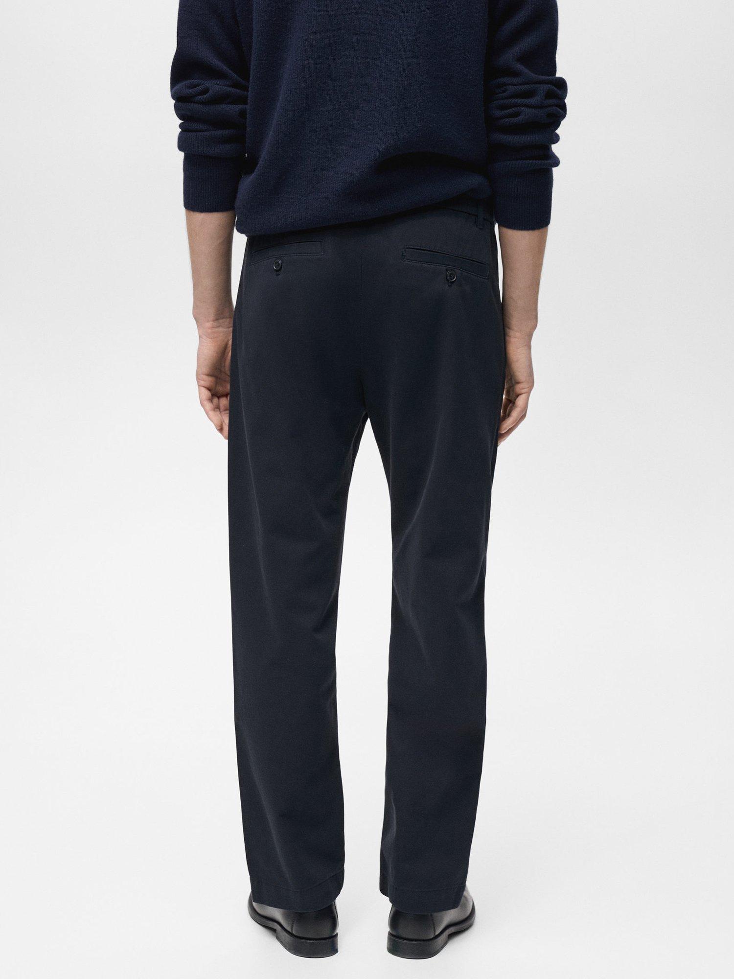 Product image 4 of 8, which shows Mango Cotton Straight Leg Chino Trousers, Navy, 31