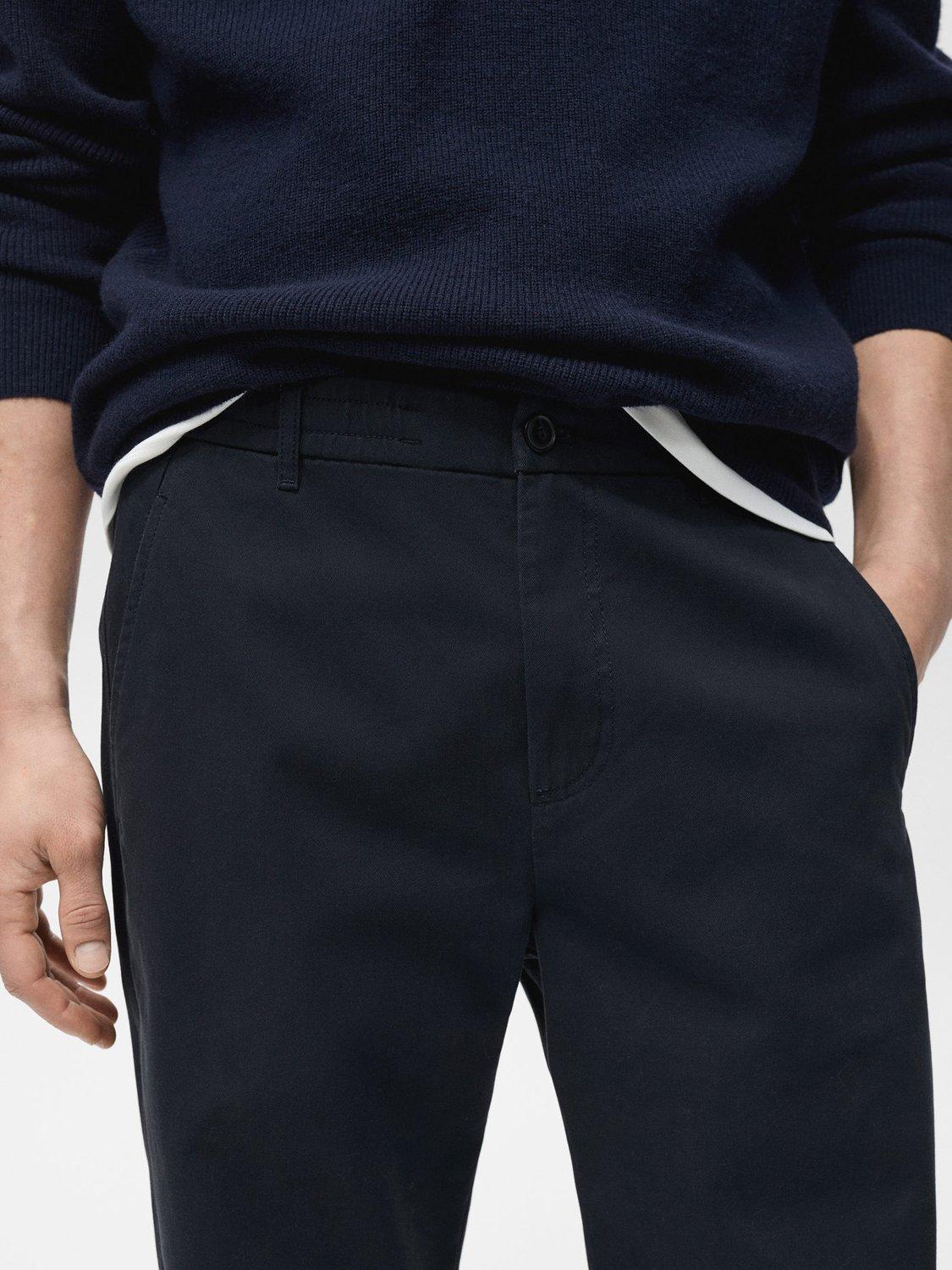 Product image 6 of 8, which shows Mango Cotton Straight Leg Chino Trousers, Navy, 31