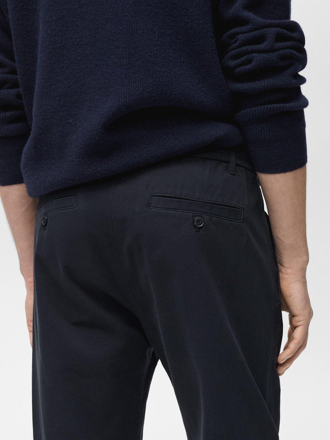 Product image 7 of 8, which shows Mango Cotton Straight Leg Chino Trousers, Navy, 31