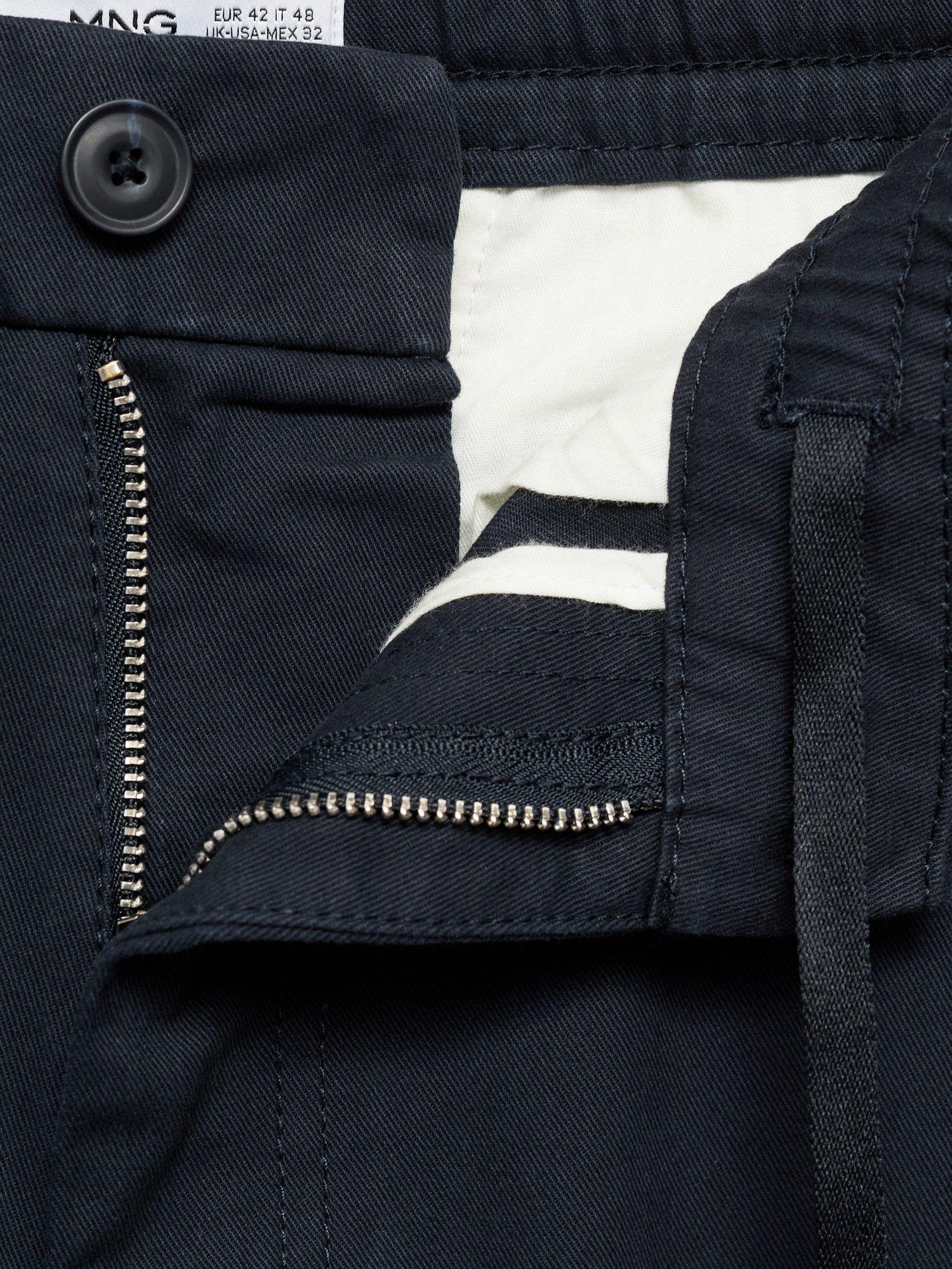 Product image 8 of 8, which shows Mango Cotton Straight Leg Chino Trousers, Navy, 31