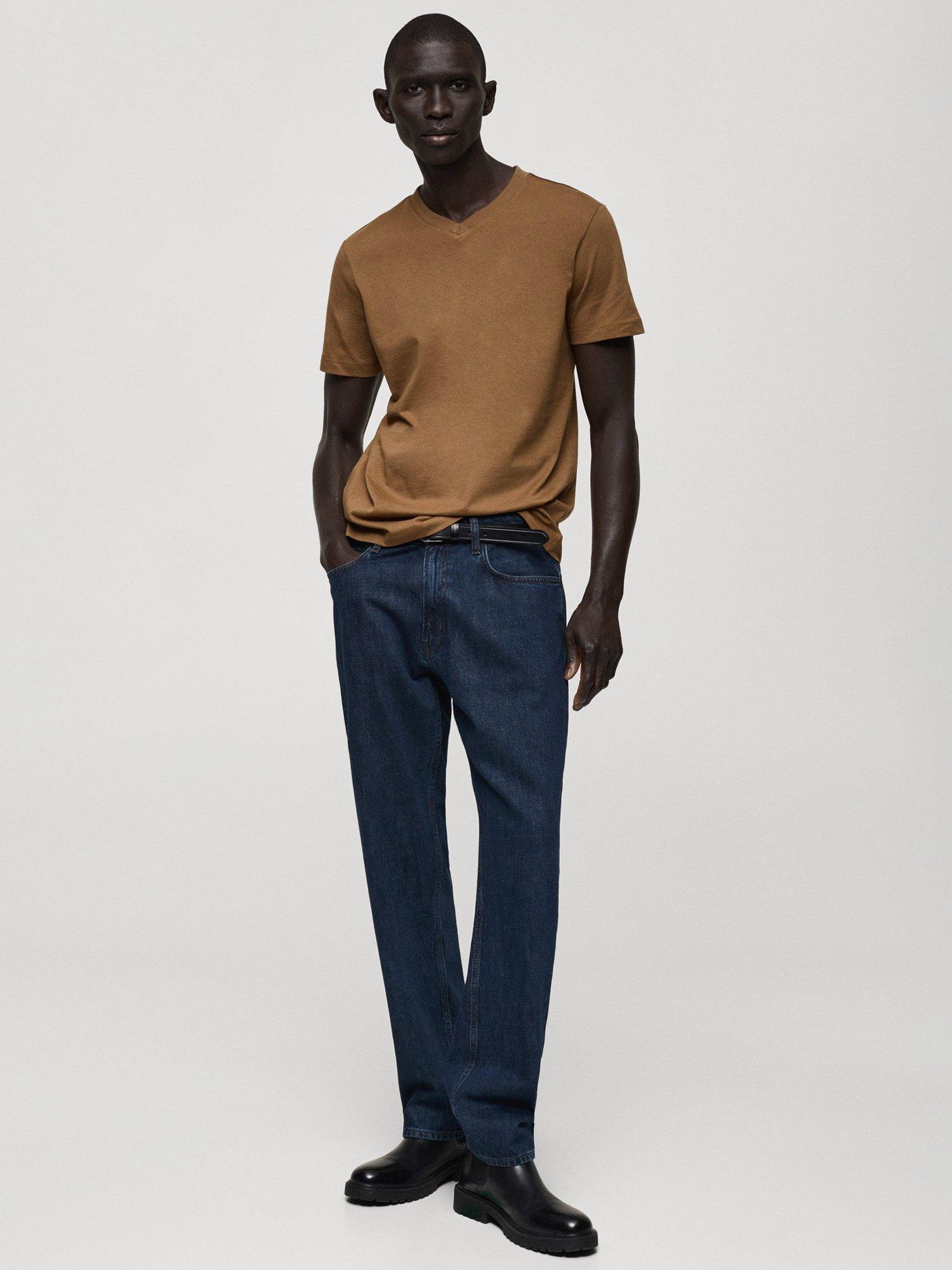 Product image 2 of 7, which shows Mango Chelsea Cotton Slim Fit T-Shirt, Camel, M