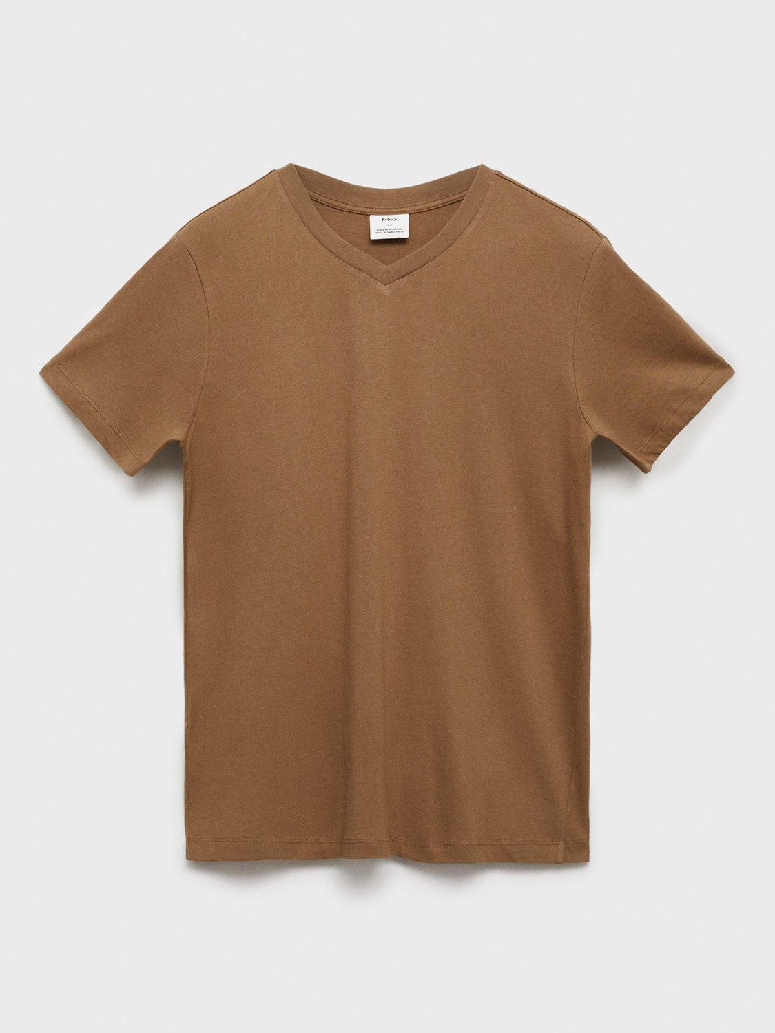 Product image 3 of 7, which shows Mango Chelsea Cotton Slim Fit T-Shirt, Camel, M