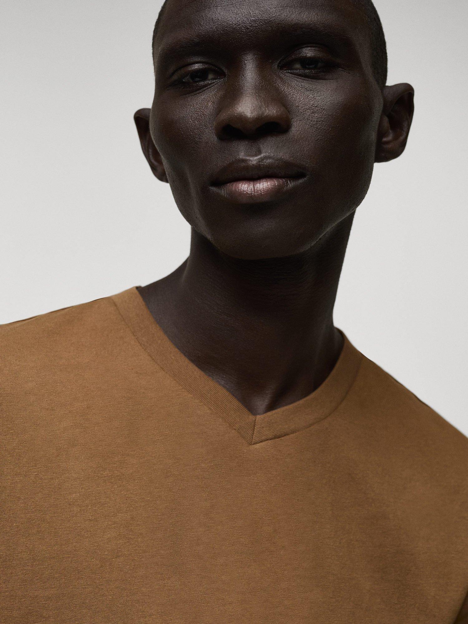 Product image 5 of 7, which shows Mango Chelsea Cotton Slim Fit T-Shirt, Camel, M