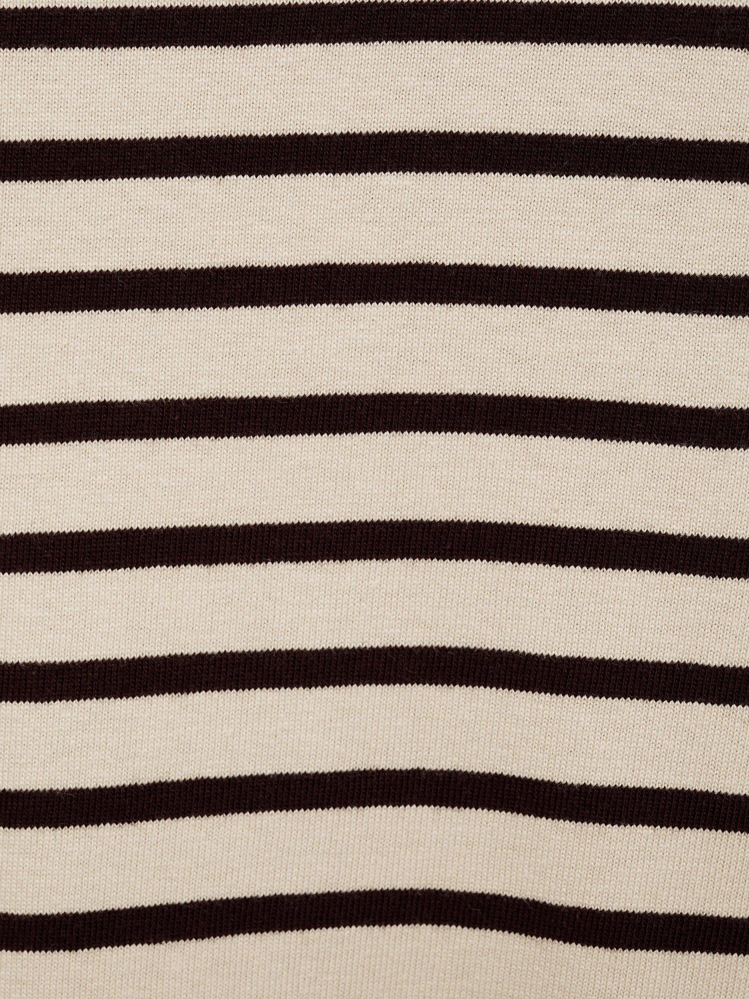 Product image 5 of 8, which shows Mango Marinier Cotton Regular Fit Long Sleeve Stripe T-Shirt, Dark Red/Multi, XS