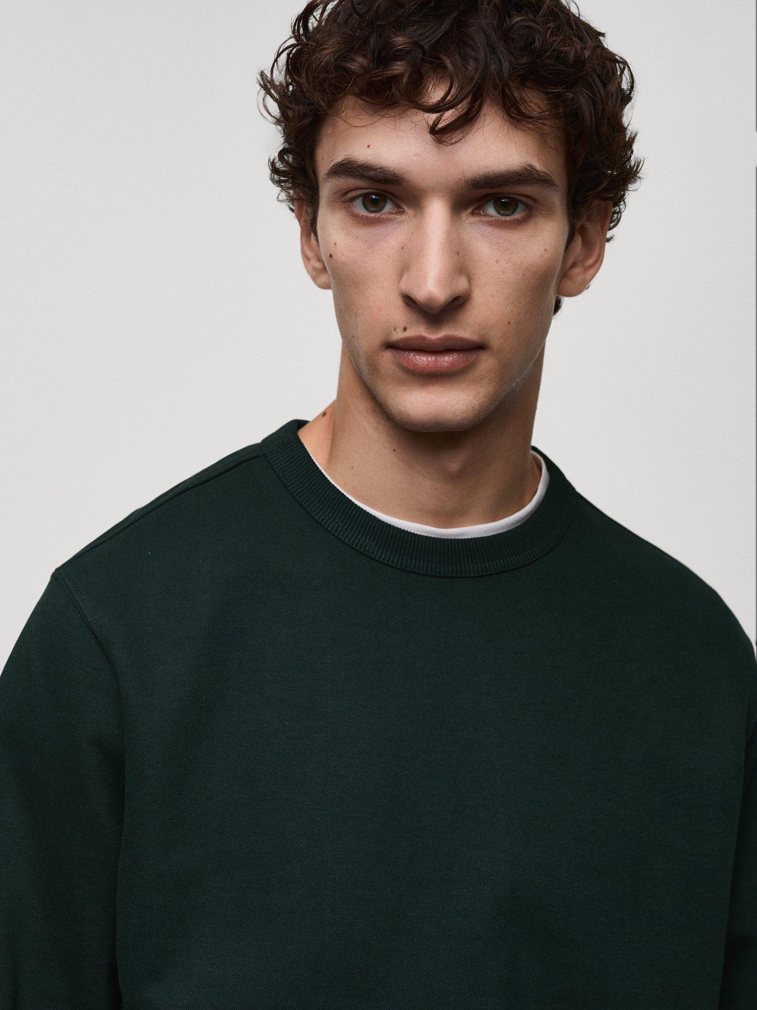 Product image 6 of 8, which shows Mango Crew Neck Regular Fit Sweatshirt, Green, XS